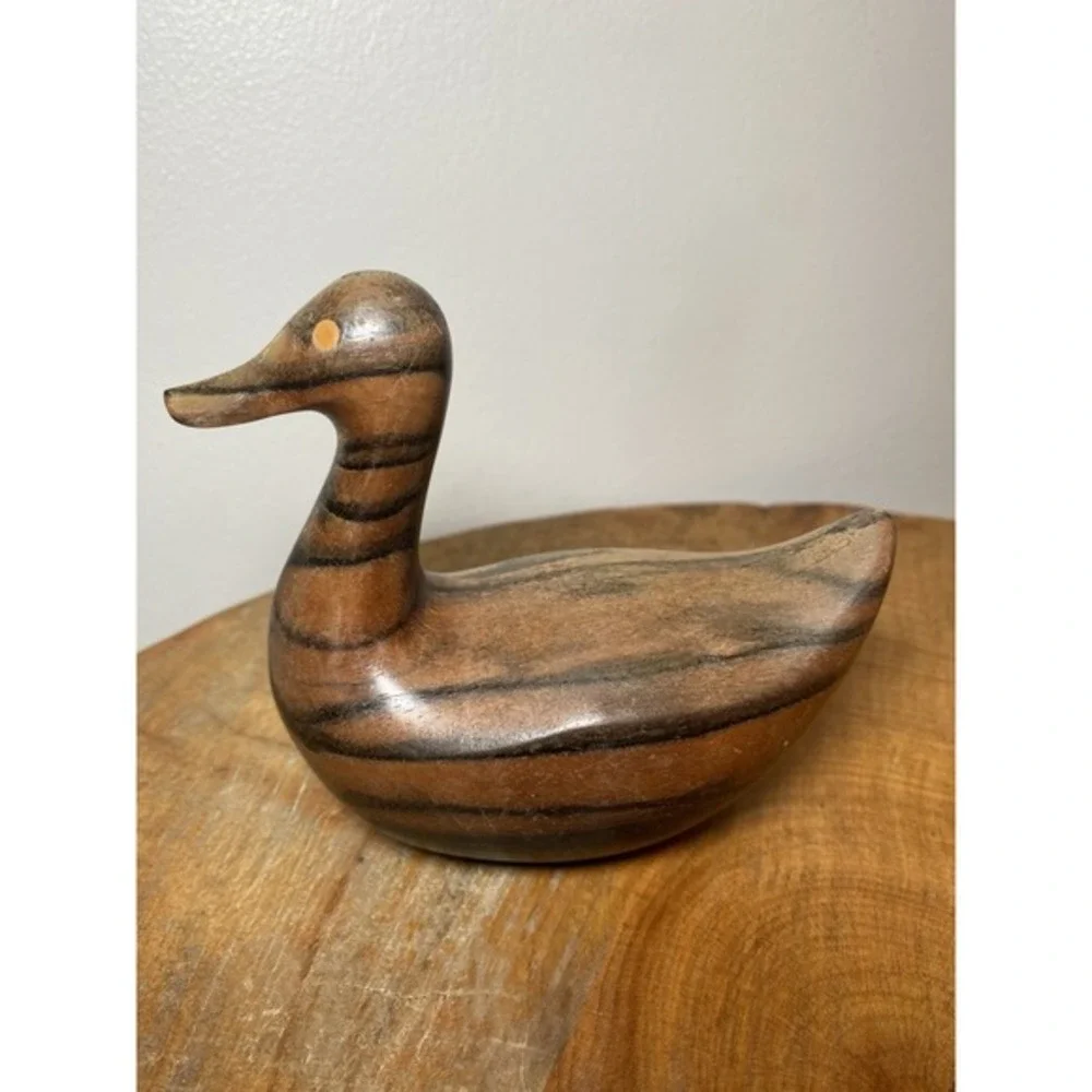 Vintage‎ Carved Wooden Mallard Duck Figurine 4